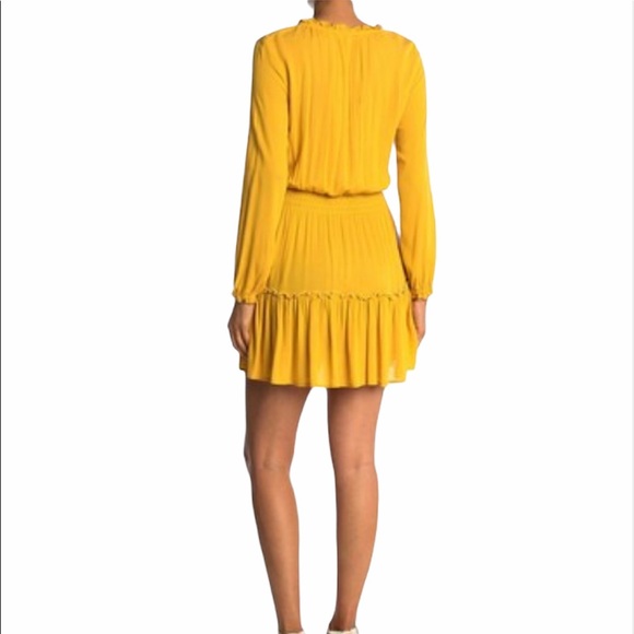 Kenedik Keyhole Long Sleeve Smocked Mustard Dress NWT - Picture 3 of 6